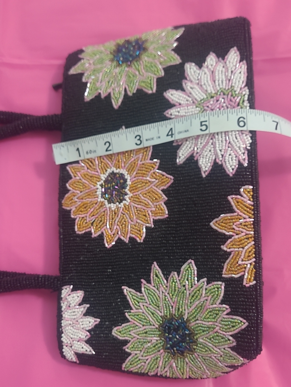 Beaded Floral Black Handbag - Picture 12 of 12